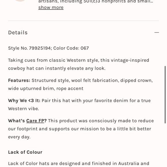 Free people lack of color the ridge felt hat new size small - Picture 9 of 11